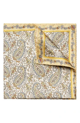 Eton Paisley Silk Pocket Square in Light Pastel Yellow at Nordstrom