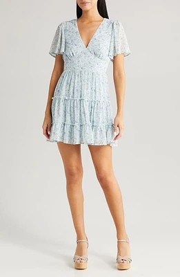 All Favor Floral Print Tiered Minidress at Nordstrom,