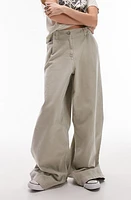 Topshop Wide Leg Puddle Pants Beige at Nordstrom, Us