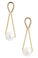 Poppy Finch Hourglass Cultured Pearl Drop Earrings in Yellow Gold at Nordstrom