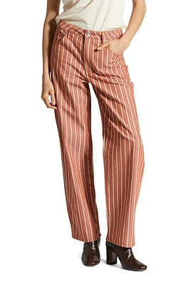 Brixton Lomas Stripe High Waist Straight Leg Pants Terracotta at Nordstrom,