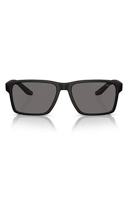 PRADA SPORT 58mm Polarized Rectangular Sunglasses in Rubber Black at Nordstrom