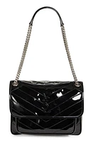 Saint Laurent Medium Niki Patent Leather Convertible Crossbody Bag in Noir at Nordstrom