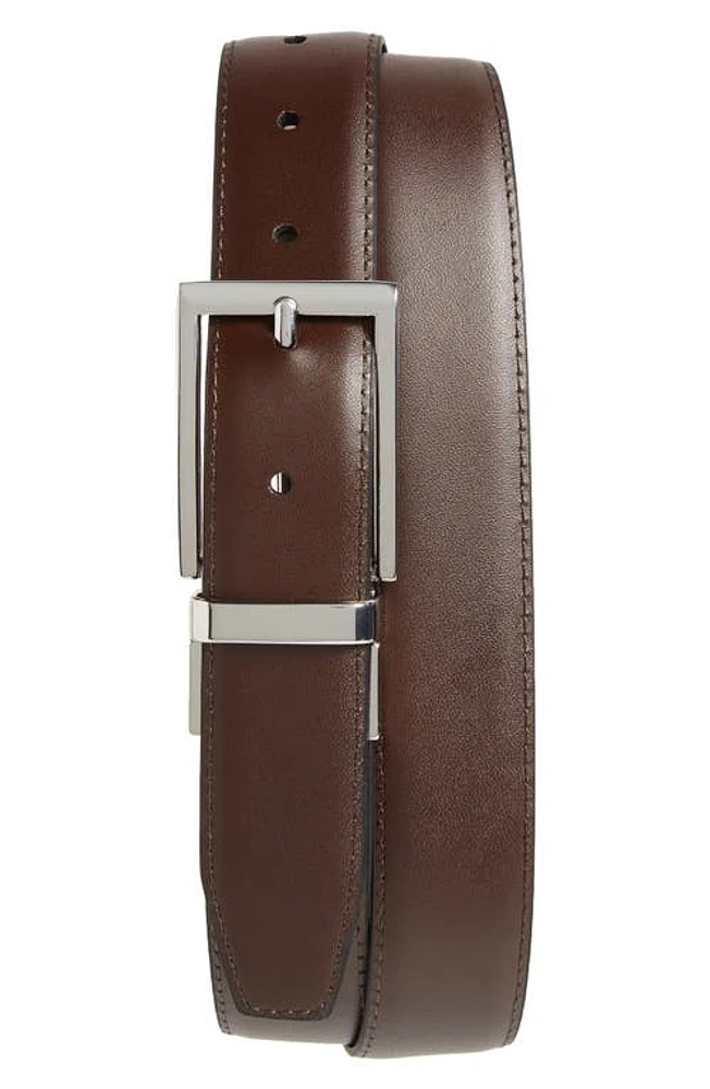 Nordstrom Men's Shop Newman Reversible Leather Belt Black/Brown at Nordstrom,