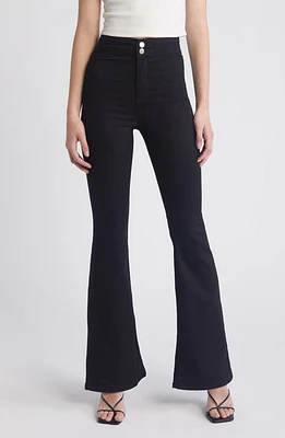 Topshop Joni Flare Leg Jeans Black at Nordstrom,