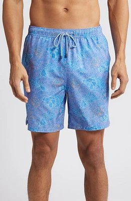 Peter Millar Making Waves Swim Trunks Blue Marlin at Nordstrom,