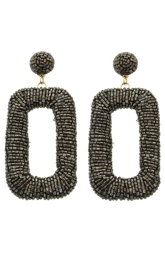 Panacea Beaded Rectangle Drop Earrings in Hematite at Nordstrom