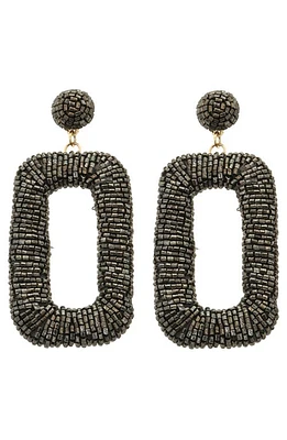 Panacea Beaded Rectangle Drop Earrings in Hematite at Nordstrom