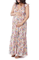 Ingrid & Isabel Ruffle Tiered Maternity Maxi Dress Multi Floral at Nordstrom,