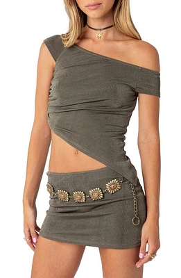 EDIKTED Hayden Asymmetric Top Olive at Nordstrom,