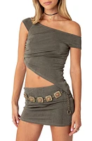 EDIKTED Hayden Asymmetric Top Olive at Nordstrom,