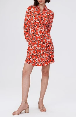 Diane von Furstenberg Sophie Abstract Print Long Sleeve Wrap Dress Cloud Patch Red Sm at Nordstrom,