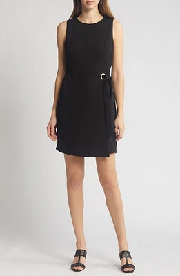 Tahari ASL Grommet Side Tie Crepe Sheath Dress Black at Nordstrom,