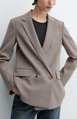 MANGO Houndstooth Check Jacket Beige at Nordstrom,