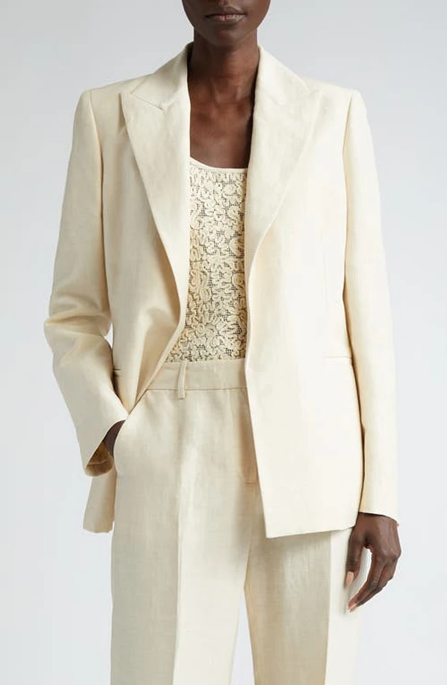 Lafayette 148 New York Peak Lapel Linen Blend Blazer Pebble at Nordstrom,