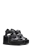 Clarks(r) Manon Cove Wedge Sandal Black Leather at Nordstrom,