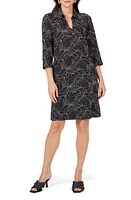 Foxcroft Swirling Print A-Line Dress Black Multi at Nordstrom,