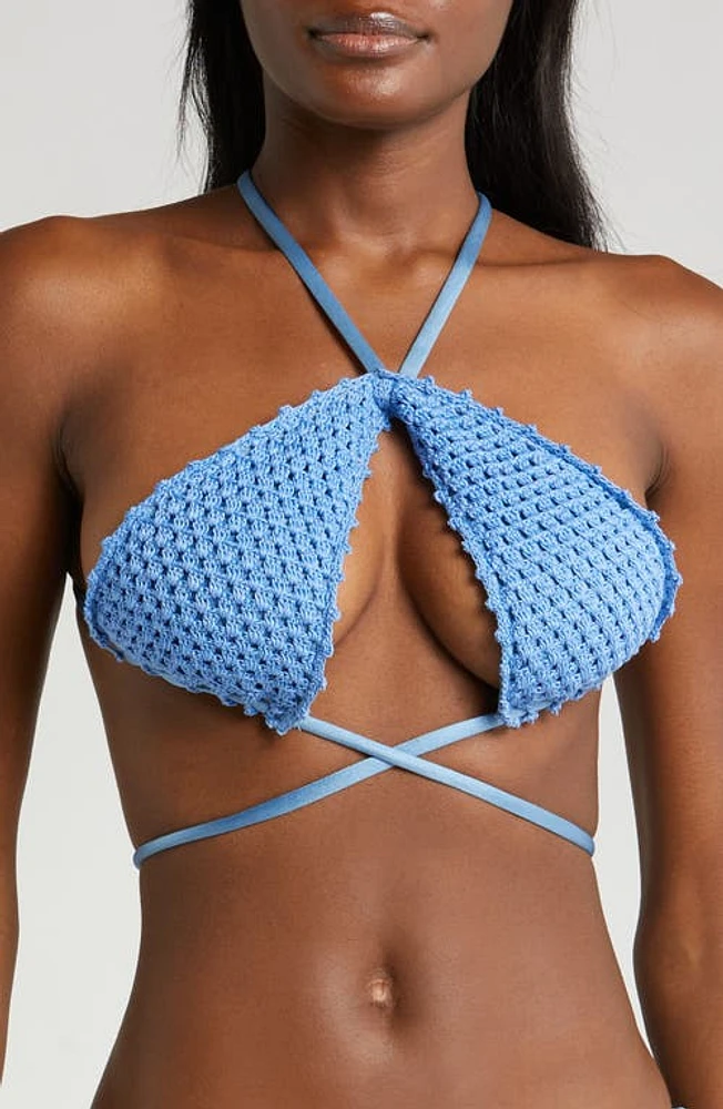 Capittana Vera Crochet Bikini Top Blue at Nordstrom,