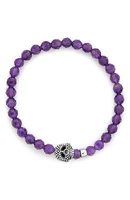 LAGOS Signature Caviar Skull Stone Stretch Bracelet in Amethyst at Nordstrom, Size 7