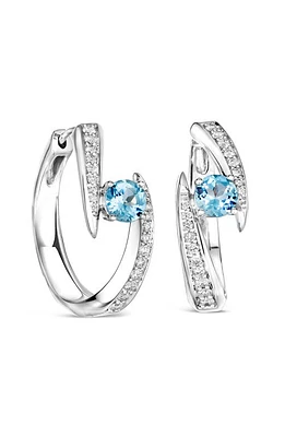 Hueb Aquamarine & Diamond Hoop Earrings in White Gold at Nordstrom