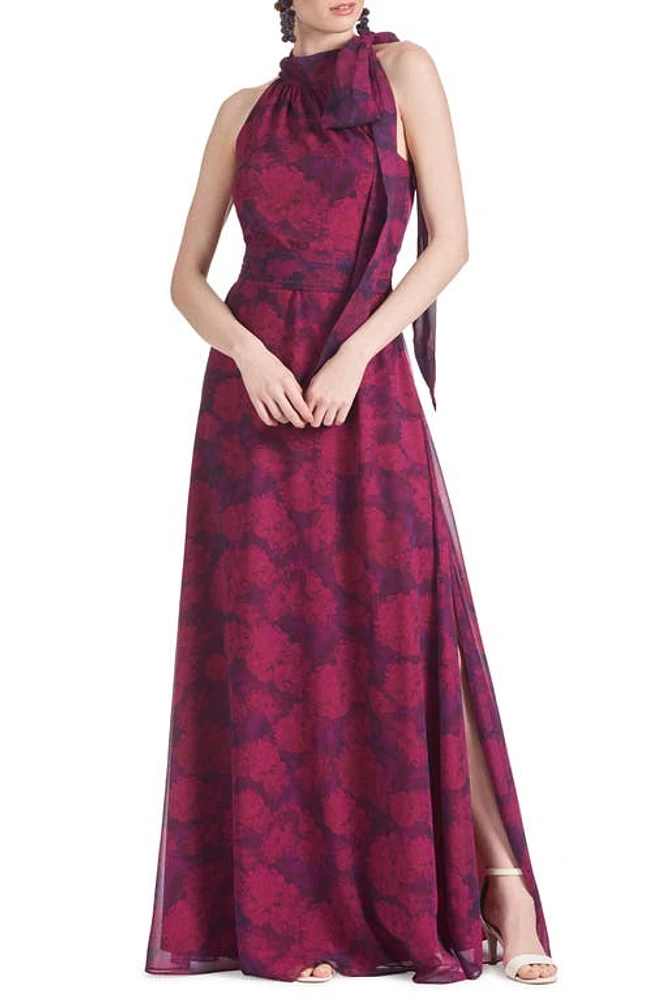 Sachin & Babi Kayla Halter Gown Magenta Bloom at Nordstrom,