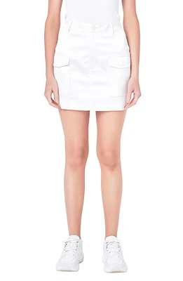 Grey Lab Cargo Pocket Satin Miniskirt Ivory at Nordstrom,