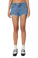 EDIKTED Fern Cutoff Denim Shorts Blue at Nordstrom,