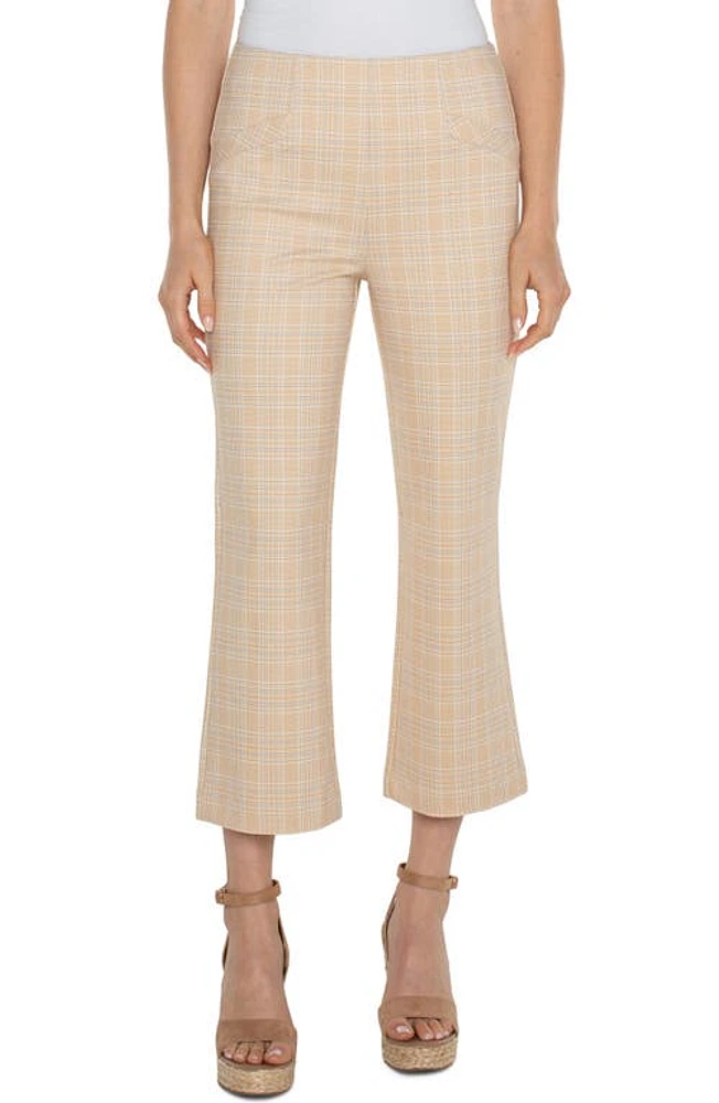 Liverpool Los Angeles Stella Plaid Crop Flare Ponte Pants Flaxen Gold at Nordstrom,