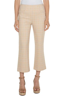 Liverpool Los Angeles Stella Plaid Crop Flare Ponte Pants Flaxen Gold at Nordstrom,