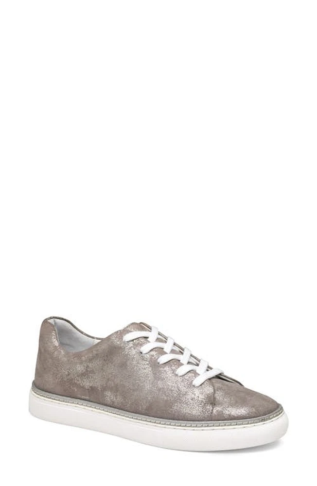 Johnston & Murphy Callie Stitch Turn Leather Sneaker Silver Metallic Sheepskin at Nordstrom,