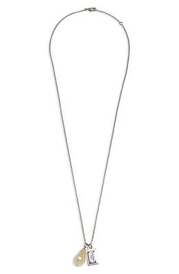 Dolce & Gabbana DG Plaque & Imitation Pearl Pendant Necklace in Argento/Palladio at Nordstrom