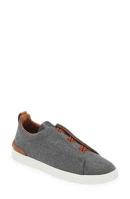 ZEGNA Triple Stitch Wool Blend Slip-On Sneaker Light Grey at Nordstrom,