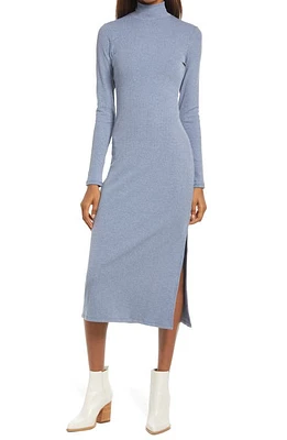 Charles Henry Mock Neck Long Sleeve Dress in Denim at Nordstrom, Size Medium