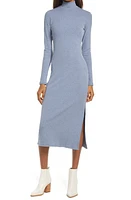 Charles Henry Mock Neck Long Sleeve Dress in Denim at Nordstrom, Size Medium