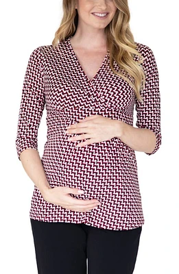 Angel Maternity Surplice Maternity/Nursing Top Black/Red at Nordstrom,