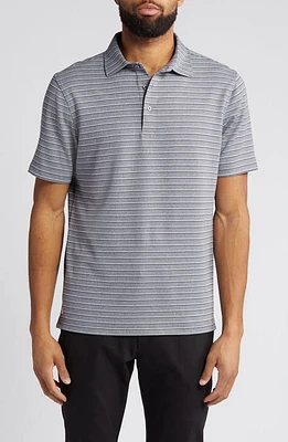 Scott Barber Track Stripe Tech Polo Shirt Grey Heather at Nordstrom,