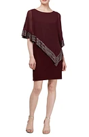 SL FASHIONS Foil Trim Asymmetrical Popover Capelet Sheath Dress at Nordstrom,