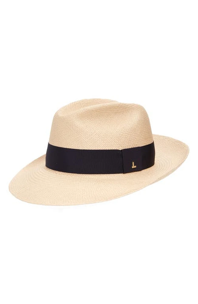 Lafayette 148 New York Icon Straw Panama Hat in Beige/Navy at Nordstrom, Size 57