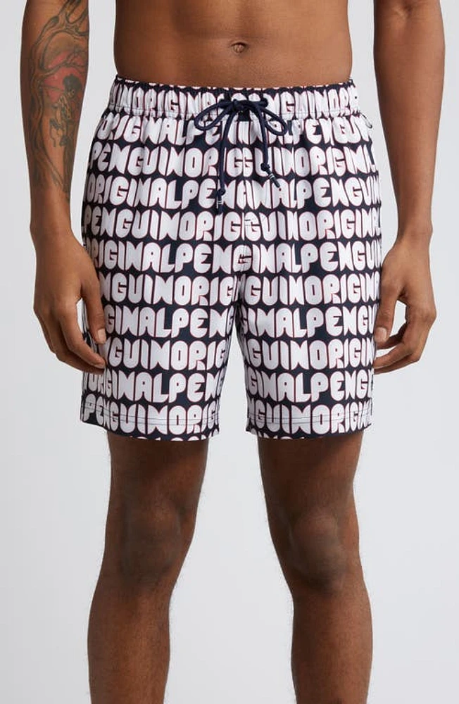 Original Penguin Volley Swim Trunks Dark Sapphire at Nordstrom,