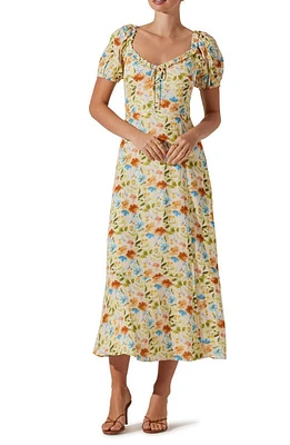 ASTR the Label Floral Puff Sleeve Midi Dress at Nordstrom,