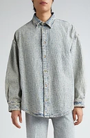 Acne Studios Monogram Cotton Jacquard Button-Up Shirt Blue/Beige at Nordstrom, Us