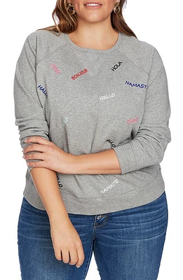 Court & Rowe Embroidered French Terry Sweatshirt Grey Heather at Nordstrom,