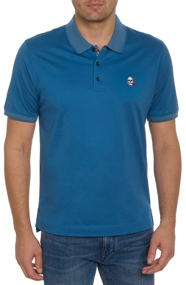 Robert Graham Archie 2 Skull Appliqué Polo in Indigo at Nordstrom, Size Small