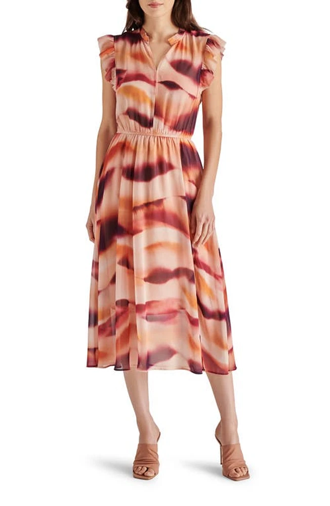 Steve Madden Allegra Ruffle A-Line Midi Dress Rosewater at Nordstrom,