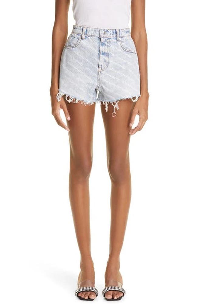 Alexander Wang Bite Logo Cutoff Denim Shorts Pebble Bleach at Nordstrom,