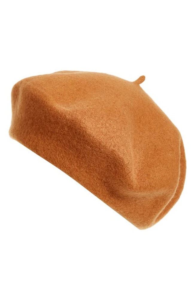 Nordstrom Wool Blend Beret in Tan Cashew at Nordstrom