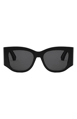 The Diornuit S1I 54mm Square Sunglasses in Shiny Black /Smoke at Nordstrom