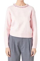 Endless Rose Embellished Crewneck Sweater Light Pink at Nordstrom,