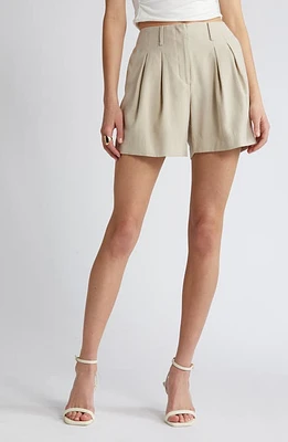 Open Edit Pleated High Waist Trouser Shorts at Nordstrom,