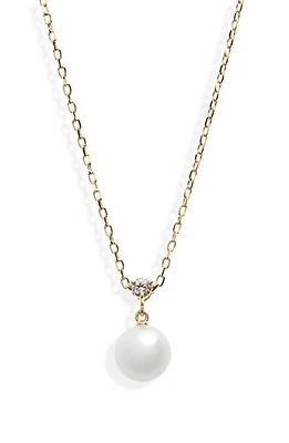 Mikimoto Classic Diamond & Akoya Pearl Pendant Necklace in Gold at Nordstrom